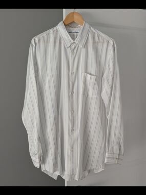 Comme Des Garçons SHIRT XL Cupro- White with Light Blue Stripes